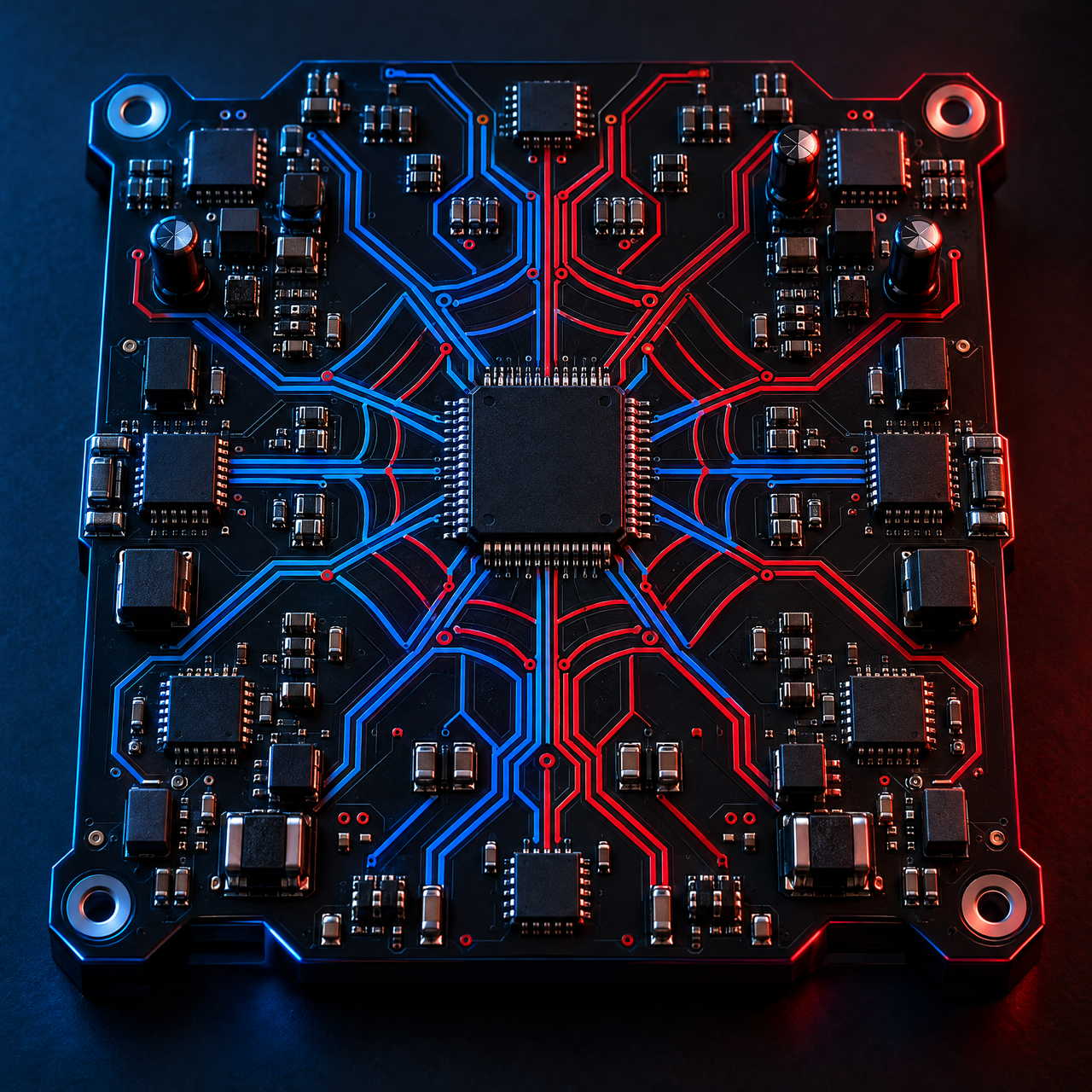 ALTIUM PCB circuit board with gold traces and components
